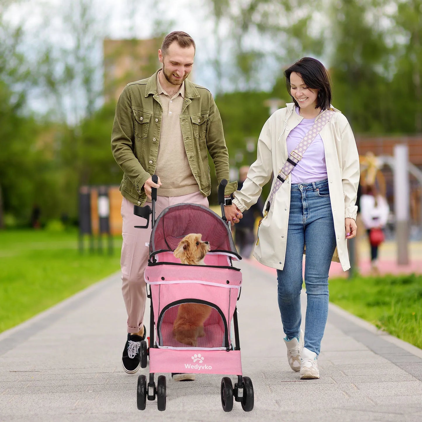Lightweight Folding Pet Stroller – Breathable Outdoor Travel Design for Small & Medium Cats and Dogs