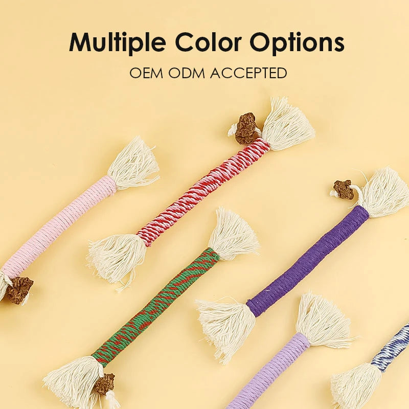 Hand-Knitted Cat Chew Toys with Silvervine – Molar Cotton Rope Teaser for Kittens