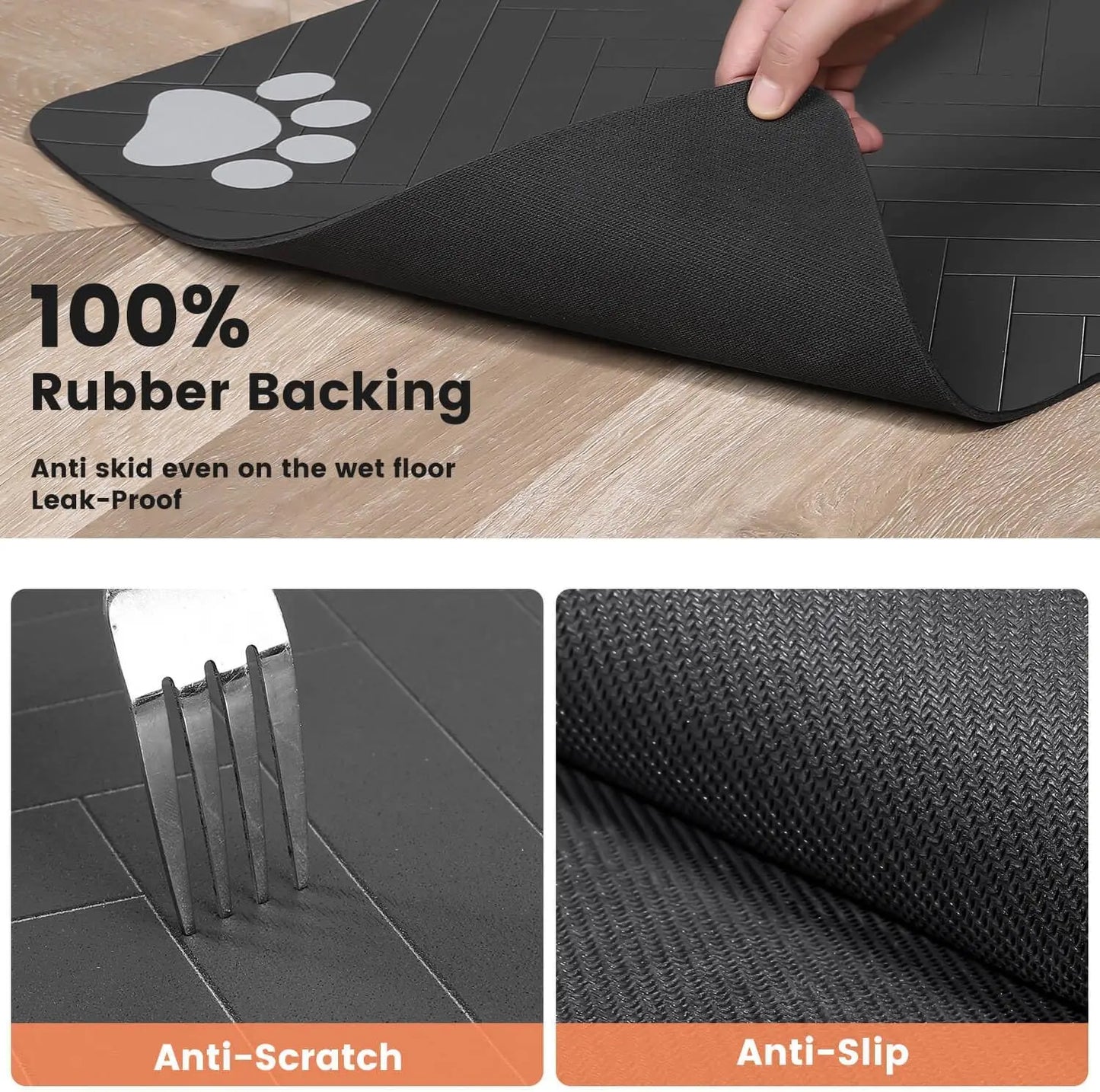 Quick-Dry Absorbent Pet Feeding Mat – Waterproof Backing for Dog & Cat Food and Water Bowls