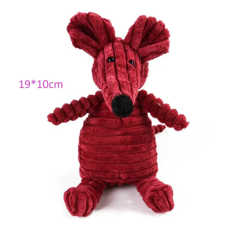 Corduroy Plush Dog Toy – Bite-Resistant Squeaky Animal Shapes for Small & Large Dogs