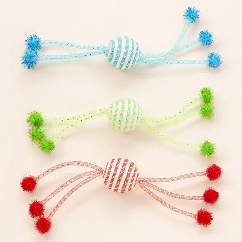 Self-Playing Interactive Cat & Dog Toy – Bite-Resistant Wool Ball & Rope Teaser