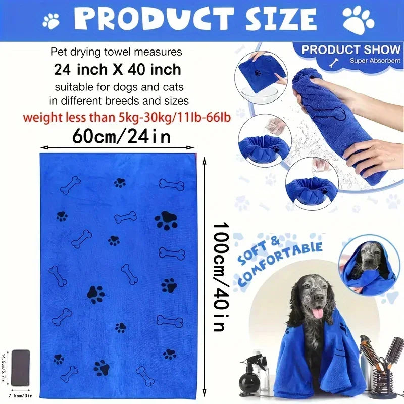 Quick-Dry Microfiber Pet Towel – Absorbent Bath & Drying Towel for Dogs & Cats