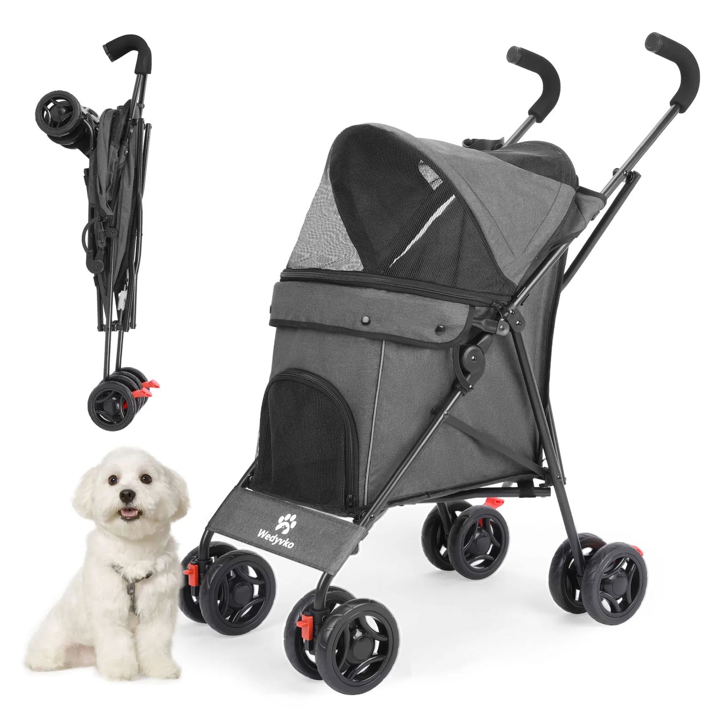Lightweight Folding Pet Stroller – Breathable Outdoor Travel Design for Small & Medium Cats and Dogs