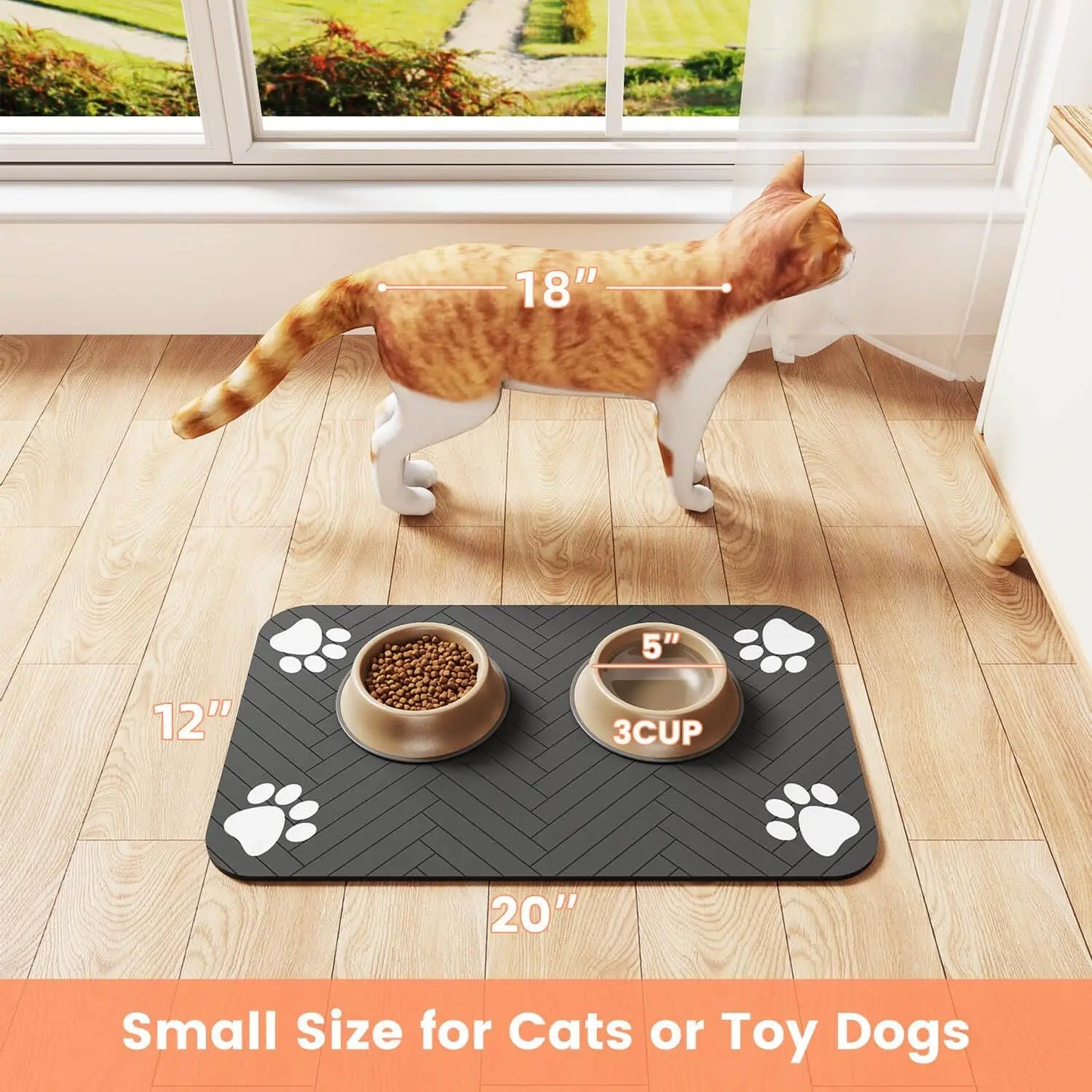 Quick-Dry Absorbent Pet Feeding Mat – Waterproof Backing for Dog & Cat Food and Water Bowls