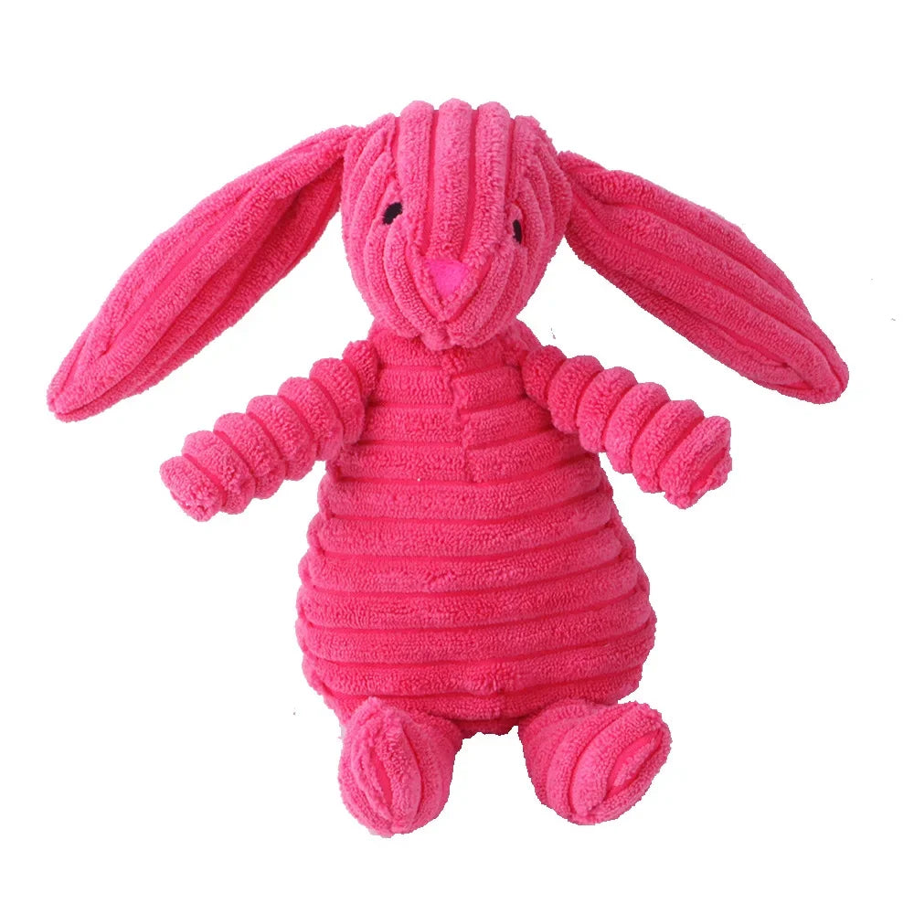 Corduroy Plush Dog Toy – Bite-Resistant Squeaky Animal Shapes for Small & Large Dogs