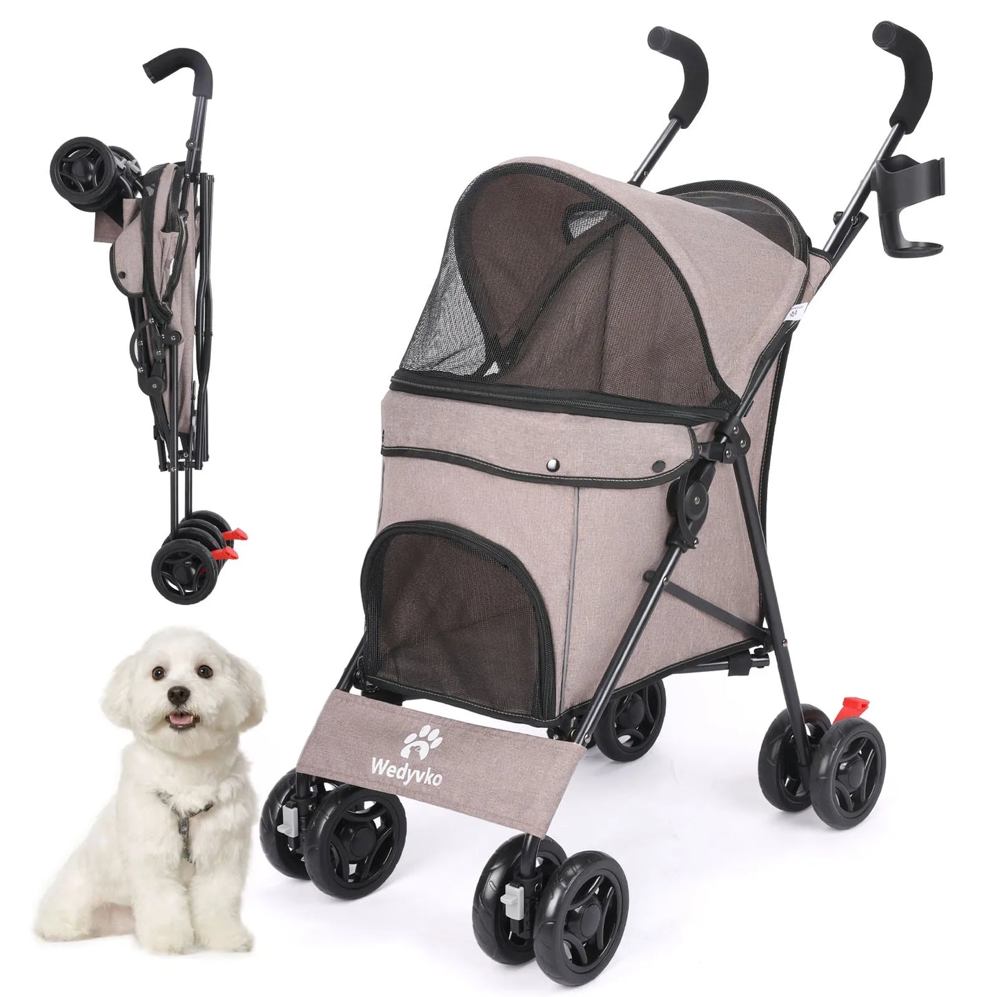 Lightweight Folding Pet Stroller – Breathable Outdoor Travel Design for Small & Medium Cats and Dogs