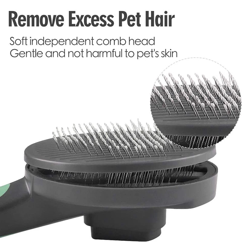 Self-Cleaning Dual-Action Grooming Brush – Slicker & Massage for Long-Haired Dogs & Cats