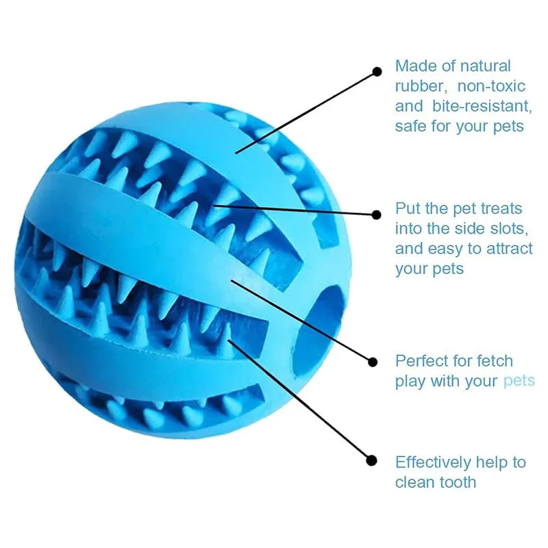 Interactive Rubber Chew Ball – Dental Cleaning & Treat Dispenser for Dogs & Cats