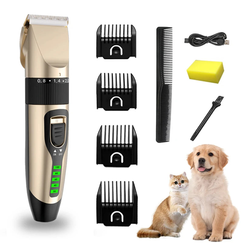 Professional Rechargeable Pet Grooming Clipper – Low-Noise Trimmer with Battery Display for Dogs & Cats