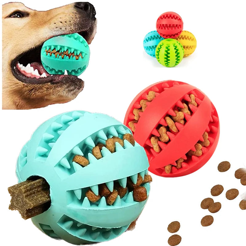 Interactive Rubber Chew Ball – Dental Cleaning & Treat Dispenser for Dogs & Cats