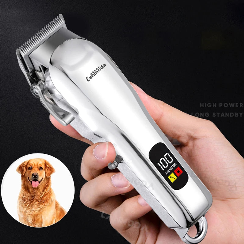 Professional Cordless Dog Grooming Clipper – Low-Noise Electric Hair Trimmer with Scissors for Pets