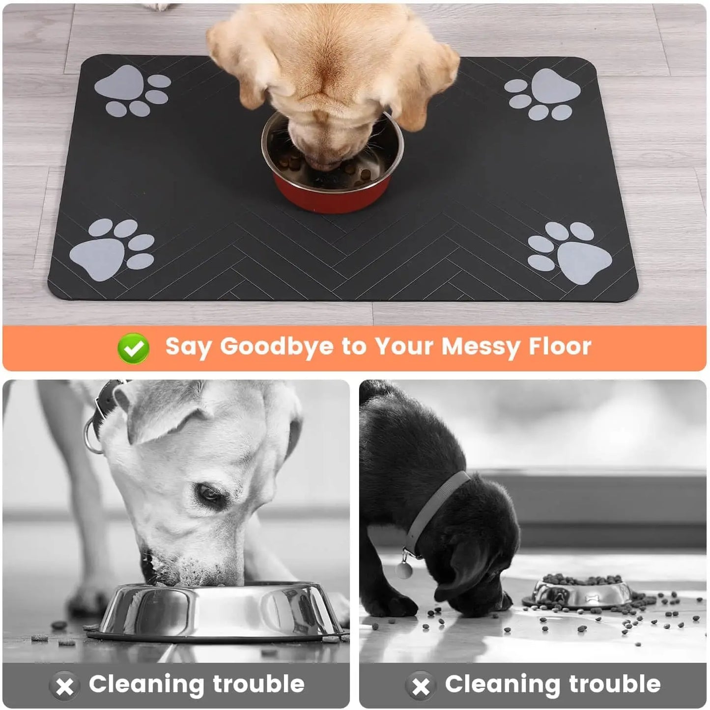 Quick-Dry Absorbent Pet Feeding Mat – Waterproof Backing for Dog & Cat Food and Water Bowls