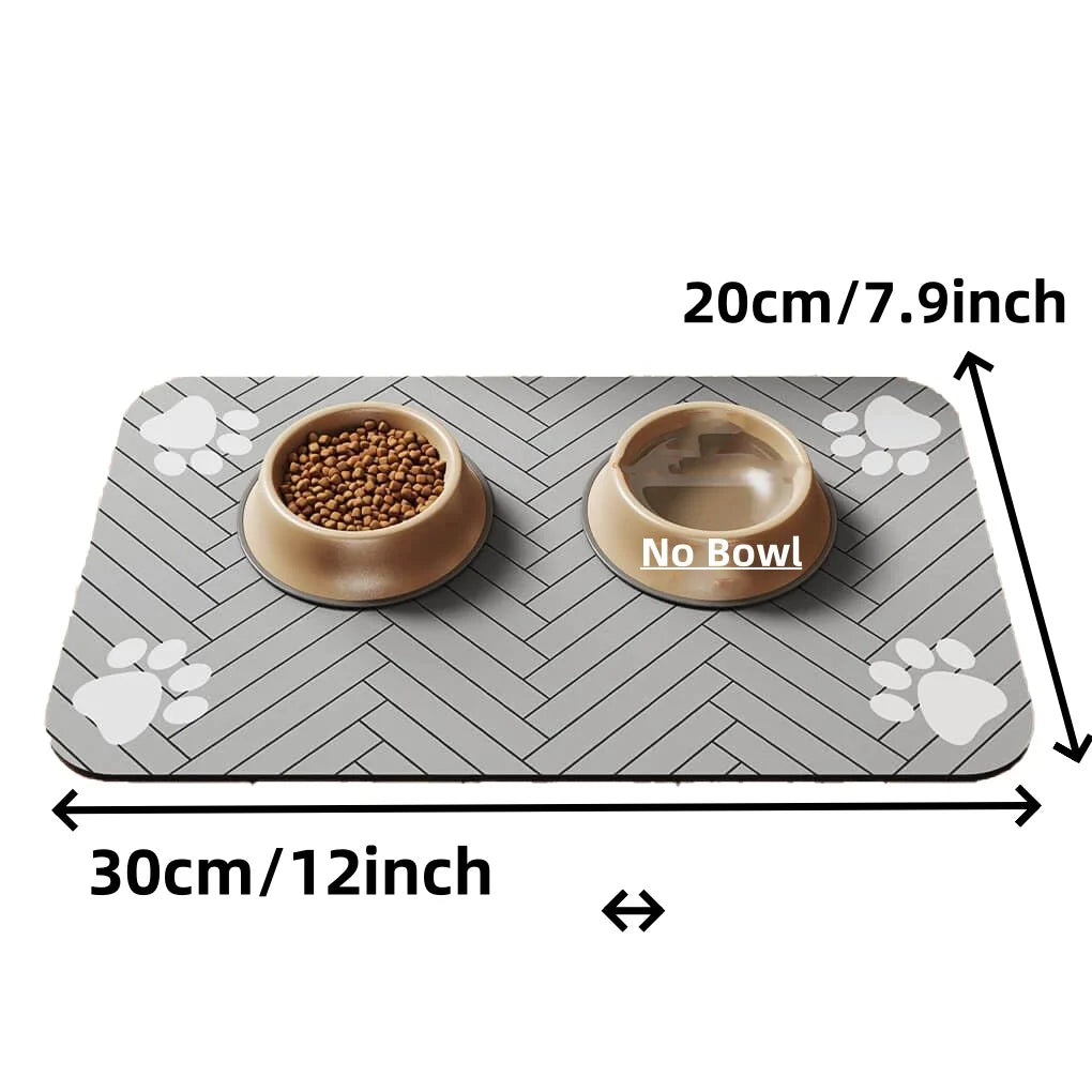 Quick-Dry Absorbent Pet Feeding Mat – Waterproof Backing for Dog & Cat Food and Water Bowls