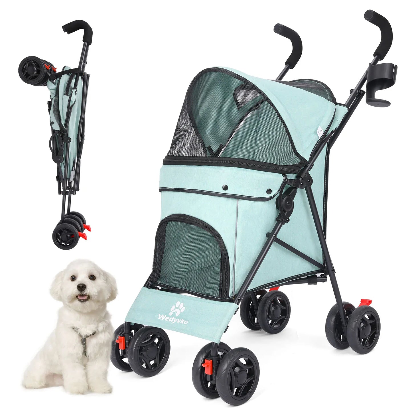 Lightweight Folding Pet Stroller – Breathable Outdoor Travel Design for Small & Medium Cats and Dogs