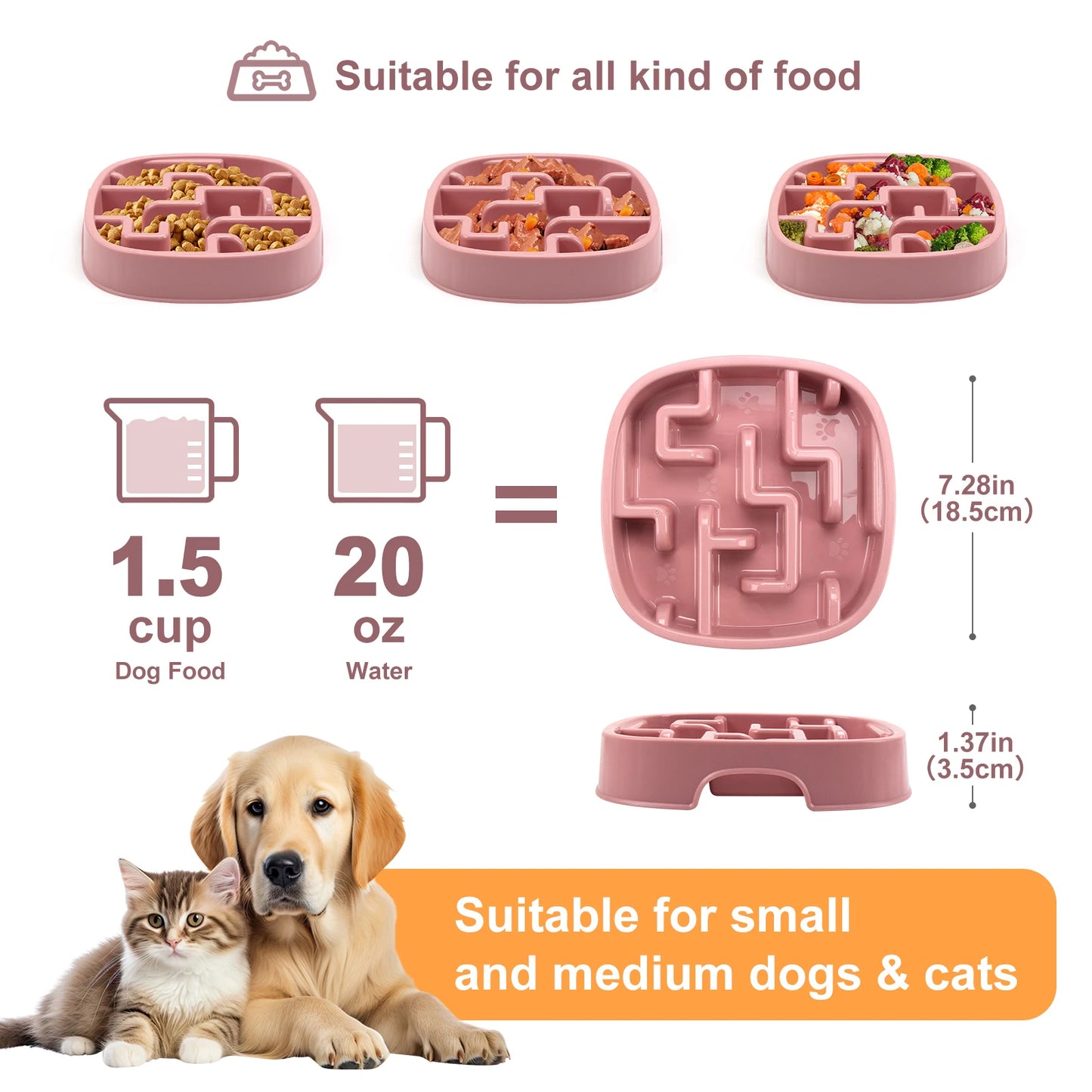 Slow Feeder Bowl for Dogs & Cats – Anti-Choke Design for Healthy Eating Habits