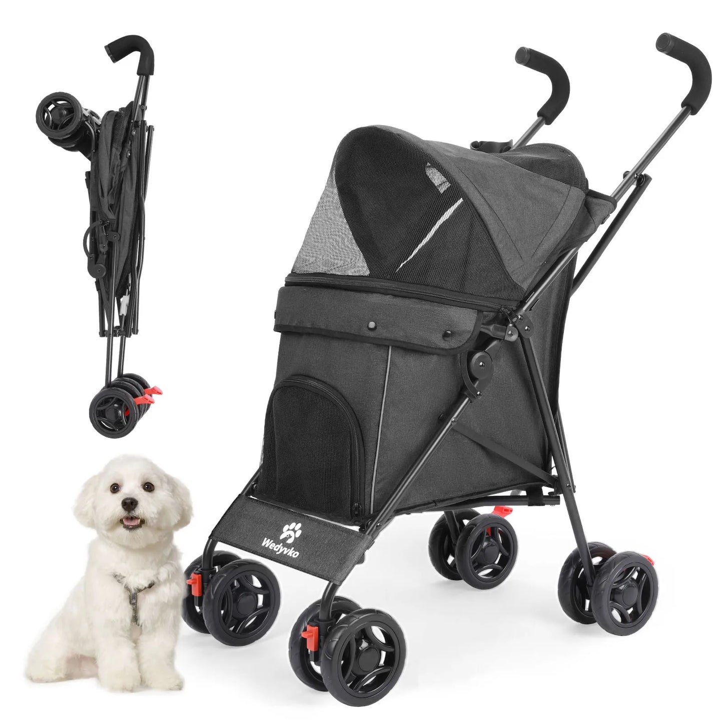 Lightweight Folding Pet Stroller – Breathable Outdoor Travel Design for Small & Medium Cats and Dogs
