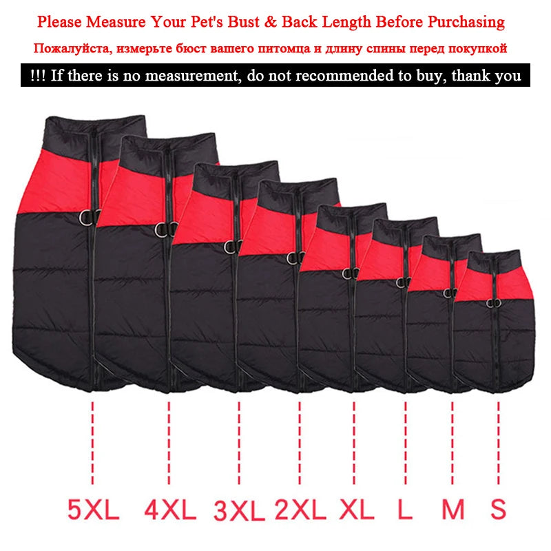 Waterproof Padded Dog Jacket – Cozy Winter Vest with Zipper for Small to Large Dogs