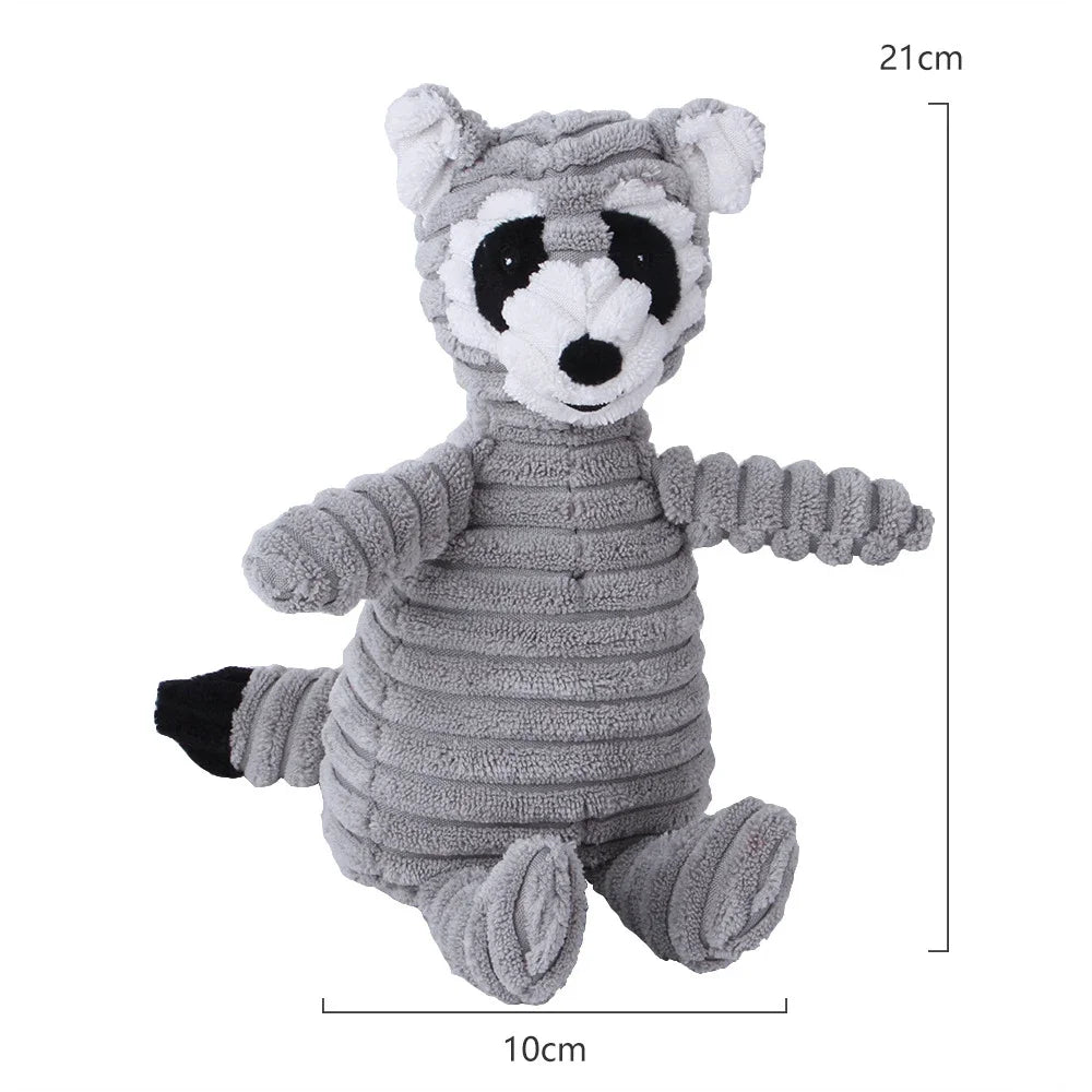 Corduroy Plush Dog Toy – Bite-Resistant Squeaky Animal Shapes for Small & Large Dogs