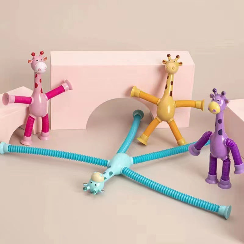 Suction Cup Pop Tubes Giraffe Fidget Stress Relief Toy