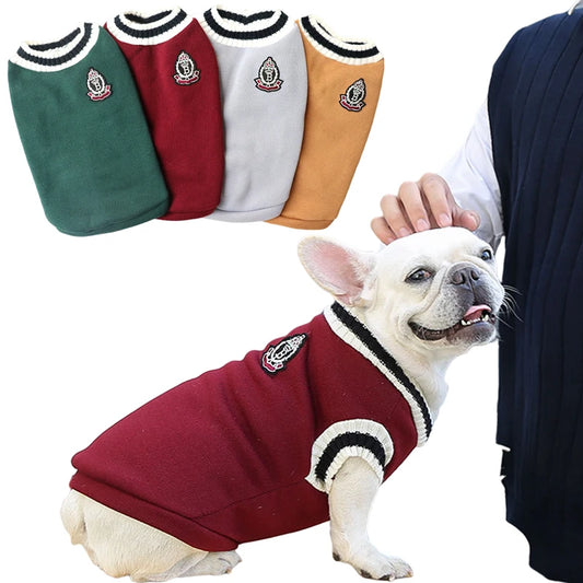 College-Style Pet Sweater – Cozy Winter Clothes for Small & Medium Dogs and Cats