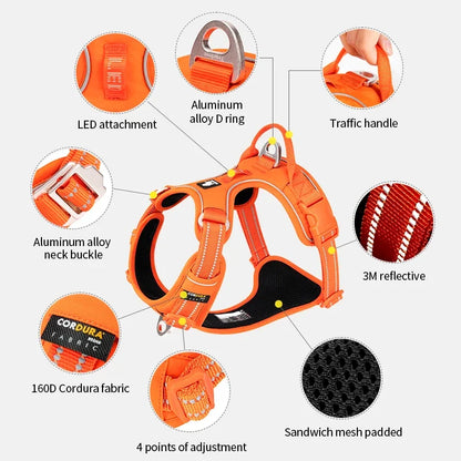 No-Pull Reflective Dog Harness – Adjustable, Padded Nylon Design for Effortless Control
