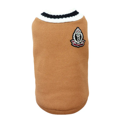 College-Style Pet Sweater – Cozy Winter Clothes for Small & Medium Dogs and Cats