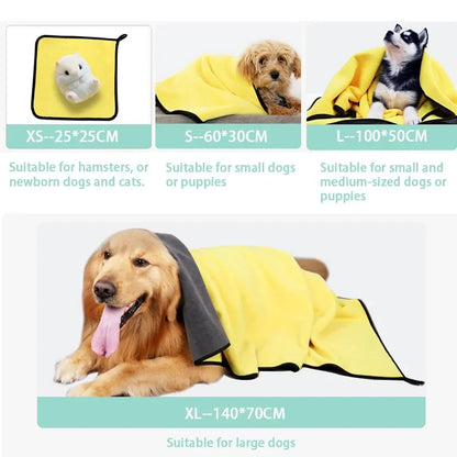 100% Cotton Dry Absorbent Pet Towel – Soft Fiber Bath Towel & Robe for Dogs & Cats