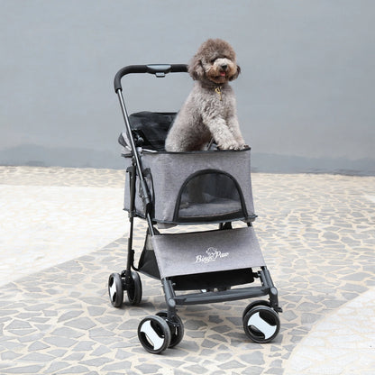 Pet Stroller with Detachable Carrier Cart for Travel & Outdoor Walks for Dogs and Cats