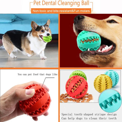 Interactive Rubber Chew Ball – Dental Cleaning & Treat Dispenser for Dogs & Cats