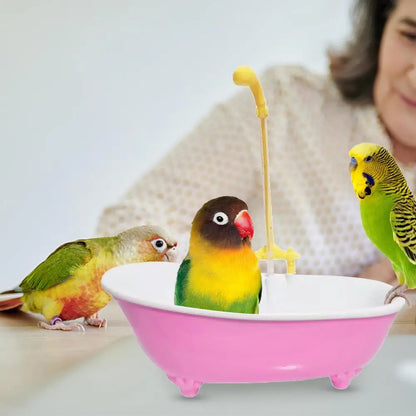 Automatic Smart Bird Bath for Parrots – Self-Cleaning Shower Tub, Blue Plastic Cage & Household Accessory