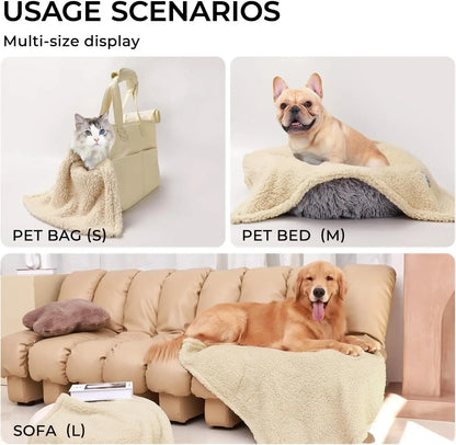 Calming Sherpa & Fleece Pet Blanket – Ultra-Soft Fluffy Throw for Dogs, Cats, Puppies