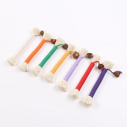 Hand-Knitted Cat Chew Toys with Silvervine – Molar Cotton Rope Teaser for Kittens