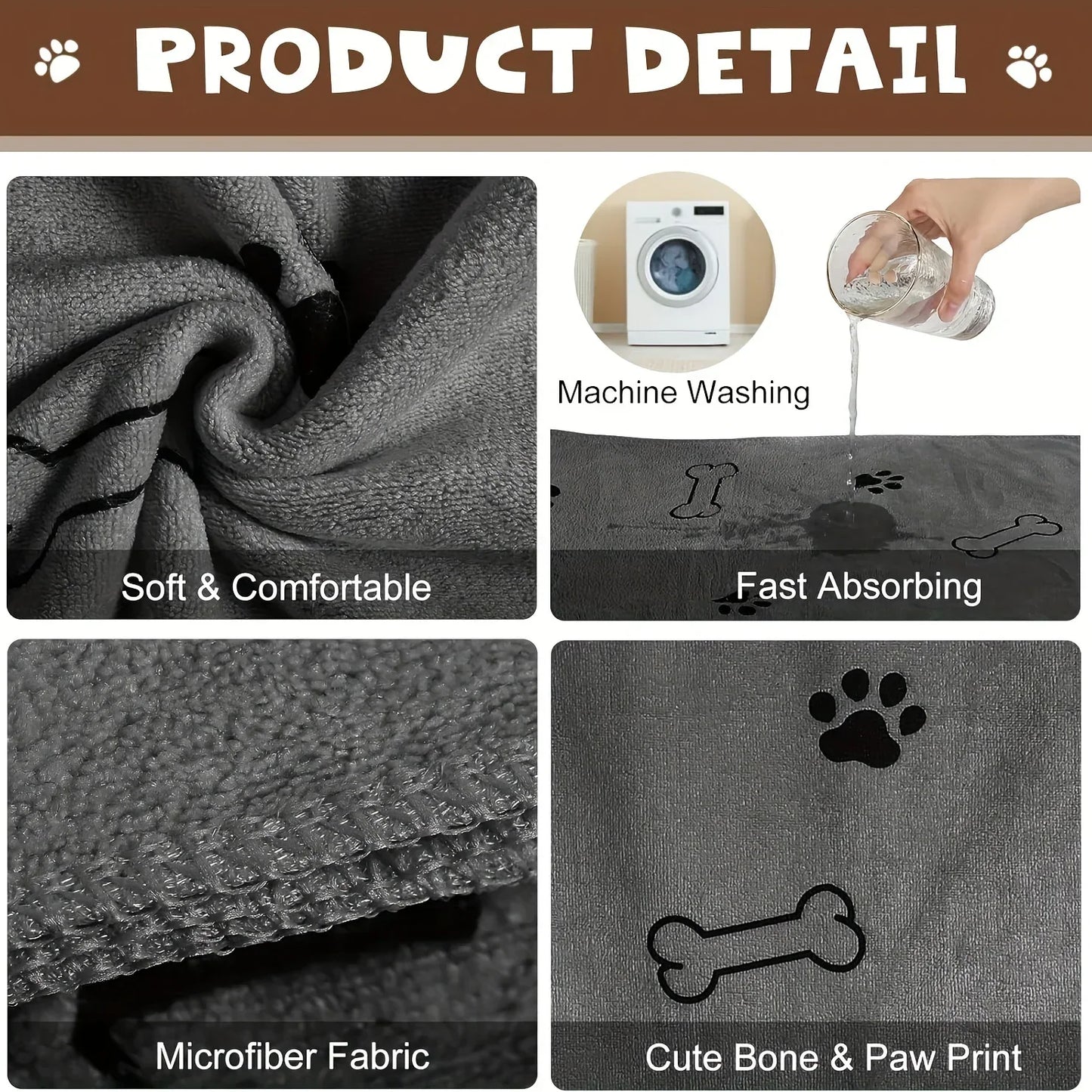Quick-Dry Microfiber Pet Towel – Absorbent Bath & Drying Towel for Dogs & Cats