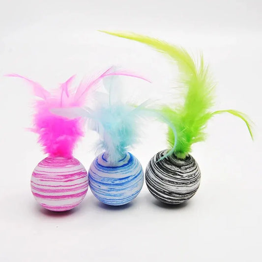 Striped EVA Ball Cat Toy – Interactive & Engaging for Your Feline Friend