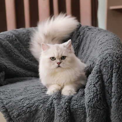 Calming Sherpa & Fleece Pet Blanket – Ultra-Soft Fluffy Throw for Dogs, Cats, Puppies
