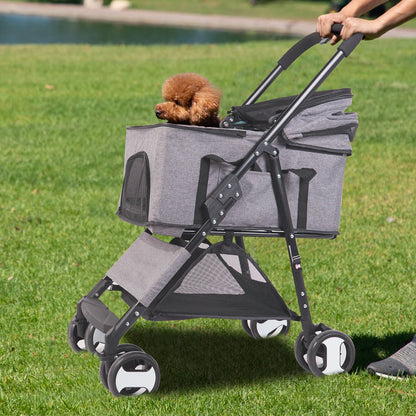 Pet Stroller with Detachable Carrier Cart for Travel & Outdoor Walks for Dogs and Cats