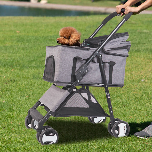 Pet Stroller with Detachable Carrier Cart for Travel & Outdoor Walks for Dogs and Cats