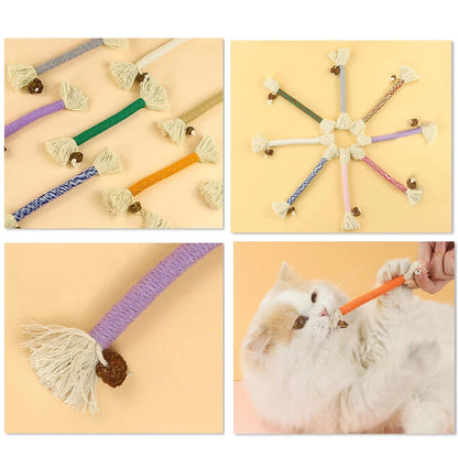 Hand-Knitted Cat Chew Toys with Silvervine – Molar Cotton Rope Teaser for Kittens