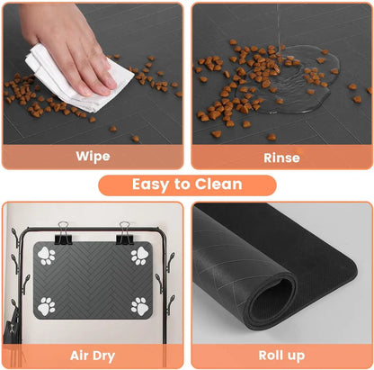Quick-Dry Absorbent Pet Feeding Mat – Waterproof Backing for Dog & Cat Food and Water Bowls