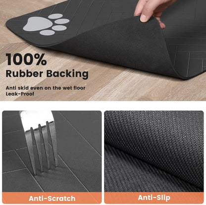 Quick-Dry Absorbent Pet Feeding Mat – Waterproof Backing for Dog & Cat Food and Water Bowls