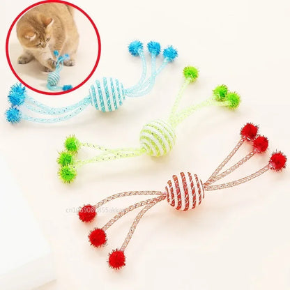Self-Playing Interactive Cat & Dog Toy – Bite-Resistant Wool Ball & Rope Teaser