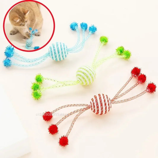 Self-Playing Interactive Cat & Dog Toy – Bite-Resistant Wool Ball & Rope Teaser