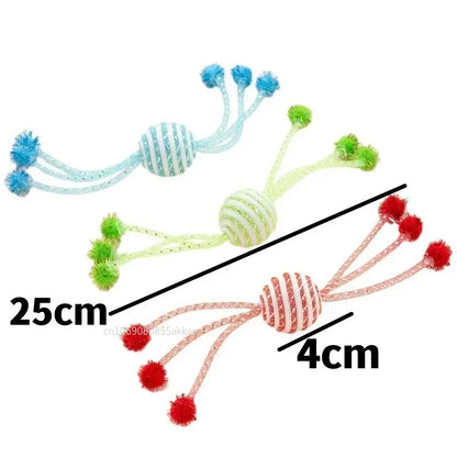 Self-Playing Interactive Cat & Dog Toy – Bite-Resistant Wool Ball & Rope Teaser