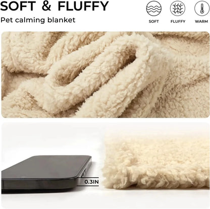 Calming Sherpa & Fleece Pet Blanket – Ultra-Soft Fluffy Throw for Dogs, Cats, Puppies