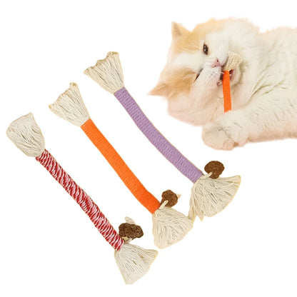 Hand-Knitted Cat Chew Toys with Silvervine – Molar Cotton Rope Teaser for Kittens