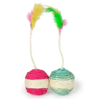 Interactive Sisal Scratching Ball & Feather Toy – Perfect for Playful Kittens