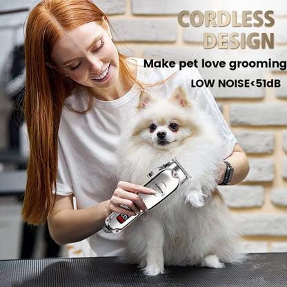 Professional All-Metal Rechargeable Pet Grooming Clipper – Low-Noise Trimmer for Dogs, Cats & Puppies