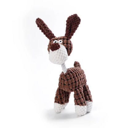 Corduroy Plush Dog Toy – Bite-Resistant Squeaky Animal Shapes for Small & Large Dogs