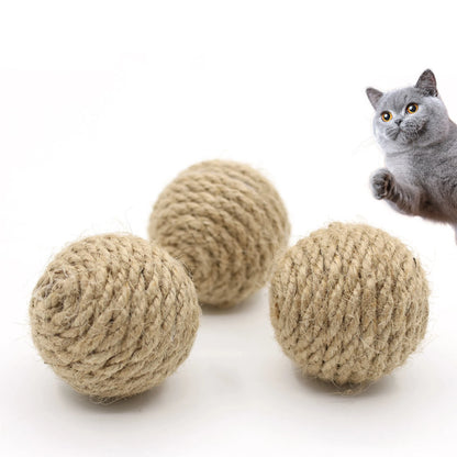 Hand-Woven Hemp Rope Cat Ball – Interactive Sound Toy for Engaging Play