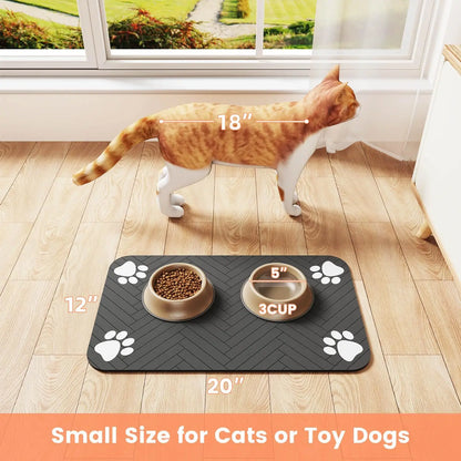Quick-Dry Absorbent Pet Feeding Mat – Waterproof Backing for Dog & Cat Food and Water Bowls